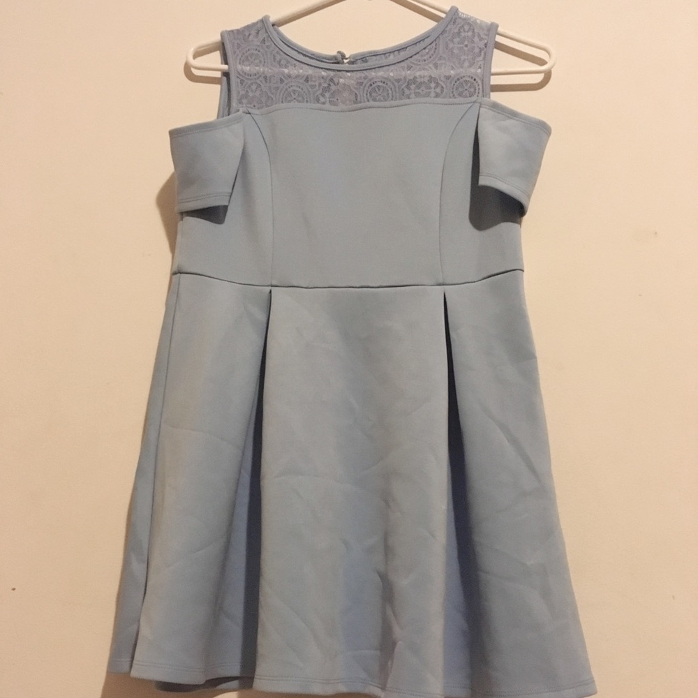 Periwinkle Lace Cold Shoulder Dress
